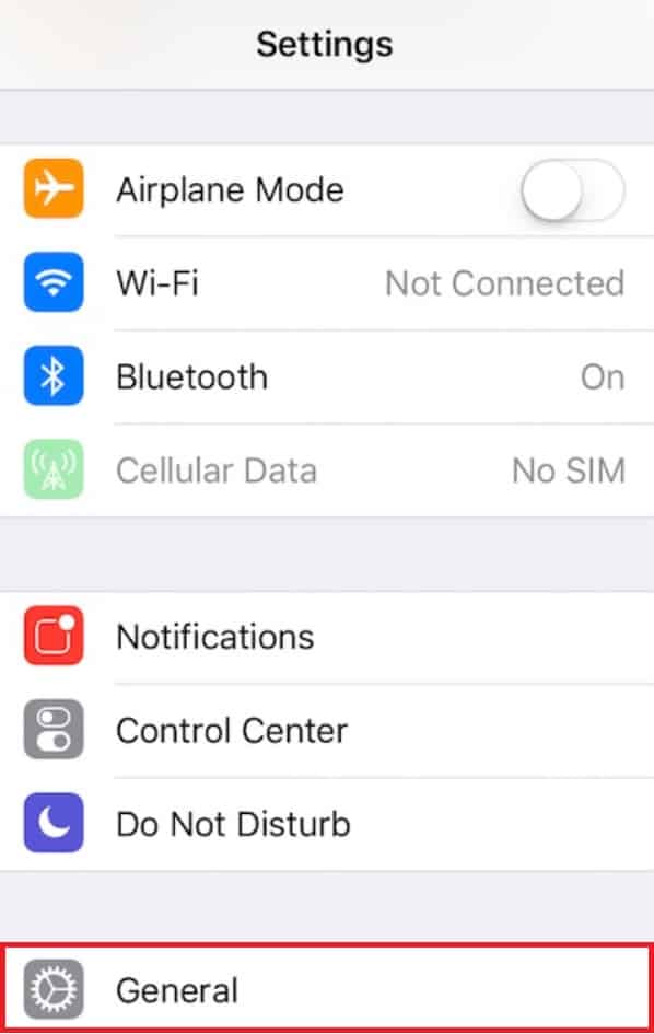 ipad general settings