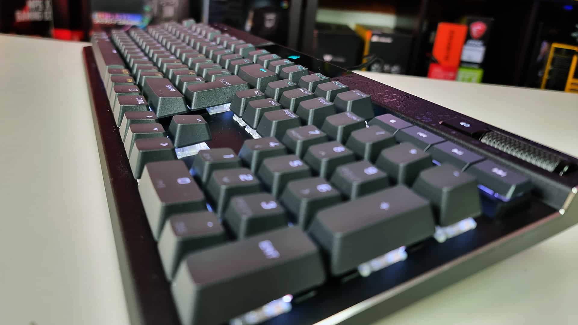 Side on Shot of CORSAIR's K70 MAX Gaming Keyboard